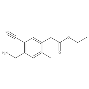 Benzeneacetic acid, 4-(aminomethyl)-5-cyano-2-methyl-, ethyl ester Structure