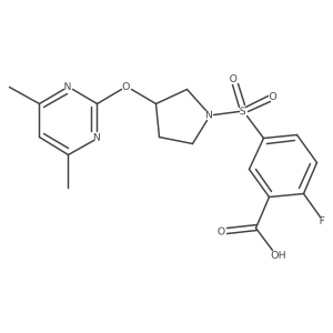 5-((3-((4,6-Dimethylpyrimidin-2-yl)oxy)pyrrolidin-1-yl)sulfonyl)-2-fluorobenzoic acid Structure