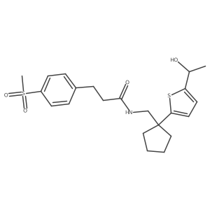 N-((1-(5-(1-hydroxyethyl)thiophen-2-yl)cyclopentyl)methyl)-3-(4-(methylsulfonyl)phenyl)propanamide Structure
