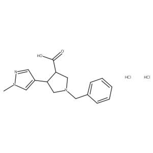 rac-(3R,4S)-1-benzyl-4-(1-methyl-1H-pyrazol-4-yl)pyrrolidine-3-carboxylic acid dihydrochloride, trans结构式