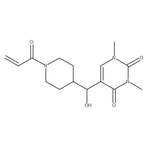 5-{Hydroxy[1-(prop-2-enoyl)piperidin-4-yl]methyl}-1,3-dimethyl-1,2,3,4-tetrahydropyrimidine-2,4-dione结构式