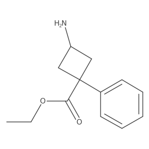 Ethyl 3-amino-1-phenylcyclobutane-1-carboxylate结构式
