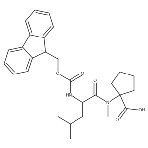 1-[(2S)-2-({[(9H-fluoren-9-yl)methoxy]carbonyl}amino)-N,4-dimethylpentanamido]cyclopentane-1-carboxylic acid结构式