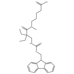 5-{2-ethyl-2-[({[(9H-fluoren-9-yl)methoxy]carbonyl}amino)methyl]-N-methylbutanamido}pentanoic acid结构式
