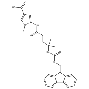 5-[4-({[(9H-fluoren-9-yl)methoxy]carbonyl}amino)-4-methylpentanamido]-1-methyl-1H-pyrazole-3-carboxylic acid Structure