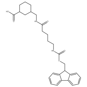 3-{[5-({[(9H-fluoren-9-yl)methoxy]carbonyl}amino)pentanamido]methyl}cyclohexane-1-carboxylic acid结构式