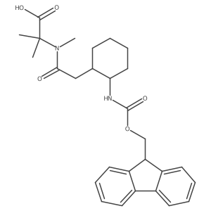 rac-2-{2-[(1R,2R)-2-({[(9H-fluoren-9-yl)methoxy]carbonyl}amino)cyclohexyl]-N-methylacetamido}-2-methylpropanoic acid Structure