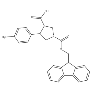 rac-(3R,4S)-4-(4-aminophenyl)-1-{[(9H-fluoren-9-yl)methoxy]carbonyl}pyrrolidine-3-carboxylic acid结构式
