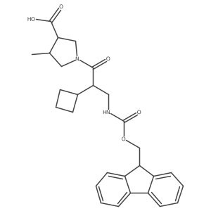rac-(3R,4R)-1-[2-cyclobutyl-3-({[(9H-fluoren-9-yl)methoxy]carbonyl}amino)propanoyl]-4-methylpyrrolidine-3-carboxylic acid结构式