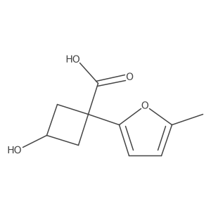 3-Hydroxy-1-(5-methylfuran-2-yl)cyclobutane-1-carboxylic acid结构式