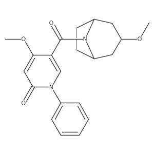 4-methoxy-5-((1R,5S)-3-methoxy-8-azabicyclo[3.2.1]octane-8-carbonyl)-1-phenylpyridin-2(1H)-one结构式