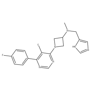 1-[5-fluoro-6-(4-fluorophenyl)pyrimidin-4-yl]-N-[(1H-imidazol-4-yl)methyl]-N-methylazetidin-3-amine Structure