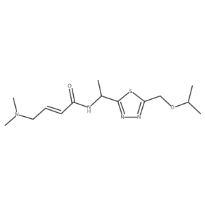 (2E)-4-(dimethylamino)-N-(1-{5-[(propan-2-yloxy)methyl]-1,3,4-thiadiazol-2-yl}ethyl)but-2-enamide结构式