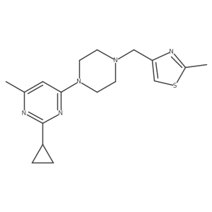 2-Cyclopropyl-4-methyl-6-{4-[(2-methyl-1,3-thiazol-4-yl)methyl]piperazin-1-yl}pyrimidine结构式