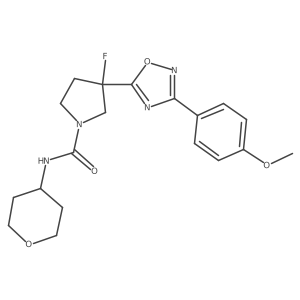 3-fluoro-3-[3-(4-methoxyphenyl)-1,2,4-oxadiazol-5-yl]-N-(oxan-4-yl)pyrrolidine-1-carboxamide结构式