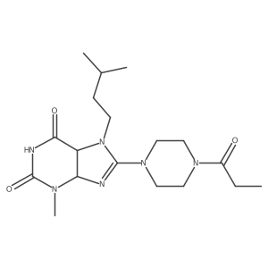 3-Methyl-7-(3-methylbutyl)-8-(4-propanoylpiperazin-1-yl)-4,5-dihydropurine-2,6-dione结构式