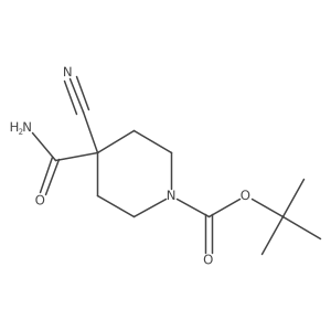 1-tert-Butoxycarbonyl-4-cyano-4-piperidinecarboxamide结构式