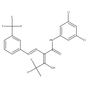 N-(3,5-dichlorophenyl)-4,4,4-trifluoro-3-oxo-2-{(Z)-2-[3-(trifluoromethyl)phenyl]hydrazono}butanamide结构式
