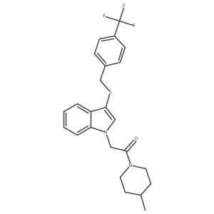 1-(4-methylpiperidin-1-yl)-2-(3-((4-(trifluoromethyl)benzyl)thio)-1H-indol-1-yl)ethanone Structure