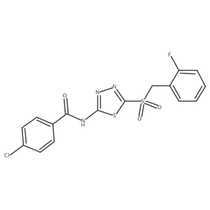 4-chloro-N-[(2E)-5-[(2-fluorobenzyl)sulfonyl]-1,3,4-thiadiazol-2(3H)-ylidene]benzamide结构式