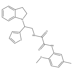 N1-(2-(indolin-1-yl)-2-(thiophen-2-yl)ethyl)-N2-(2-methoxy-5-methylphenyl)oxalamide Structure