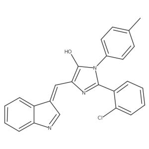 4H-Imidazol-4-one, 3,5-dihydro-2-(2-chlorophenyl)-5-(1H-indol-3-ylmethylene)-3-(4-methylphenyl)- Structure