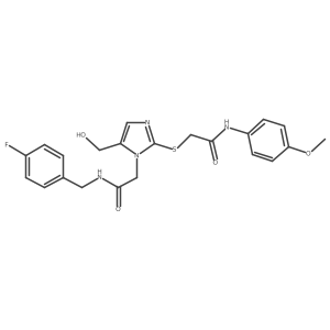 2-{[1-({[(4-fluorophenyl)methyl]carbamoyl}methyl)-5-(hydroxymethyl)-1H-imidazol-2-yl]sulfanyl}-N-(4-methoxyphenyl)acetamide结构式