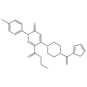 Ethyl 1-(4-fluorophenyl)-4-(4-(furan-2-carbonyl)piperazin-1-yl)-6-oxo-1,6-dihydropyridazine-3-carboxylate结构式