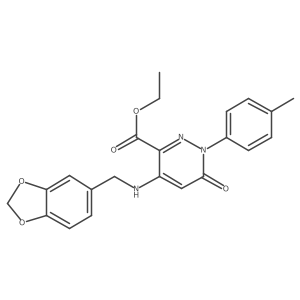 Ethyl 4-((benzo[d][1,3]dioxol-5-ylmethyl)amino)-6-oxo-1-(p-tolyl)-1,6-dihydropyridazine-3-carboxylate Structure