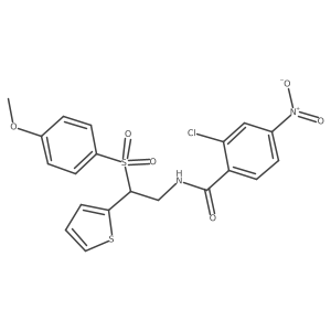 2-chloro-N-(2-((4-methoxyphenyl)sulfonyl)-2-(thiophen-2-yl)ethyl)-4-nitrobenzamide结构式