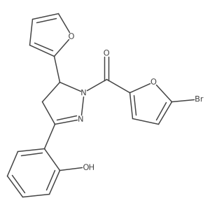 2-[1-(5-bromofuran-2-carbonyl)-5-(furan-2-yl)-4,5-dihydro-1H-pyrazol-3-yl]phenol结构式