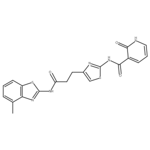 N-(4-(3-((4-methylbenzo[d]thiazol-2-yl)amino)-3-oxopropyl)thiazol-2-yl)-2-oxo-1,2-dihydropyridine-3-carboxamide结构式