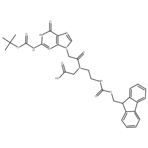 2-[2-(9H-fluoren-9-ylmethoxycarbonylamino)ethyl-[2-[2-[(2-methylpropan-2-yl)oxycarbonylamino]-6-oxo-1H-purin-9-yl]acetyl]amino]acetic acid Structure