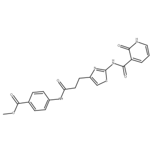 Methyl 4-(3-(2-(2-oxo-1,2-dihydropyridine-3-carboxamido)thiazol-4-yl)propanamido)benzoate结构式