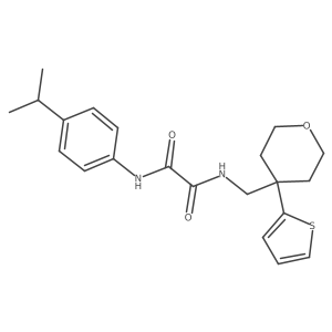 N1-(4-isopropylphenyl)-N2-((4-(thiophen-2-yl)tetrahydro-2H-pyran-4-yl)methyl)oxalamide结构式