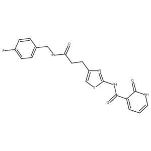 N-(4-(3-((4-fluorobenzyl)amino)-3-oxopropyl)thiazol-2-yl)-2-oxo-1,2-dihydropyridine-3-carboxamide结构式
