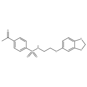CC(=O)c1ccc(S(=O)(=O)NCCOc2ccc3c(c2)OCO3)cc1结构式