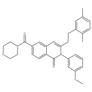2-((2,5-dimethylbenzyl)thio)-3-(3-methoxyphenyl)-7-(morpholine-4-carbonyl)quinazolin-4(3H)-one Structure