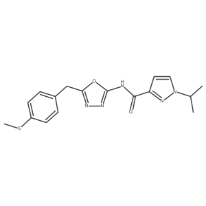 1-isopropyl-N-(5-(4-(methylthio)benzyl)-1,3,4-oxadiazol-2-yl)-1H-pyrazole-3-carboxamide Structure