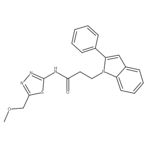 N-[(2E)-5-(methoxymethyl)-1,3,4-thiadiazol-2(3H)-ylidene]-3-(2-phenyl-1H-indol-1-yl)propanamide结构式