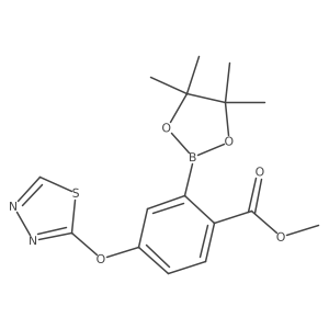 2-(4,4,5,5-Tetramethyl-[1,3,2]dioxaborolan-2-yl)-4-([1,3,4]thiadiazol-2-yloxy)-benzoic acid methyl ester结构式