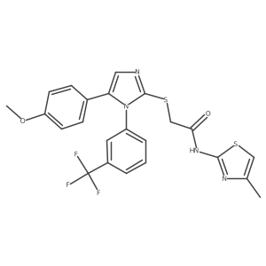 2-((5-(4-methoxyphenyl)-1-(3-(trifluoromethyl)phenyl)-1H-imidazol-2-yl)thio)-N-(4-methylthiazol-2-yl)acetamide Structure