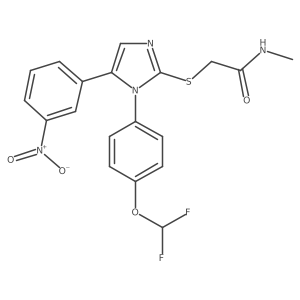 2-((1-(4-(difluoromethoxy)phenyl)-5-(3-nitrophenyl)-1H-imidazol-2-yl)thio)-N-methylacetamide结构式