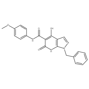 1-benzyl-4-hydroxy-N~5~-(4-methoxyphenyl)-6-oxo-6,7-dihydro-1H-pyrazolo[3,4-b]pyridine-5-carboxamide结构式