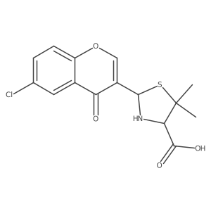 4-Thiazolidinecarboxylic acid, 2-(6-chloro-4-oxo-4H-1-benzopyran-3-yl)-5,5-dimethyl- Structure