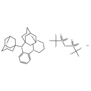 {4-[2-Di(1-adamantyl)phosphino]phenylmorpholine}gold(I)bis(trifluoromethanesulfonyl)imide结构式