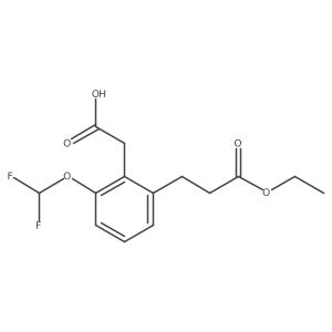 2-(Difluoromethoxy)-6-(3-ethoxy-3-oxopropyl)phenylacetic acid Structure