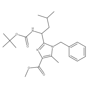 methyl 1-benzyl-2-((1R)-1-((tert-butoxycarbonyl)amino)-3-methylbutyl)-5-methyl-1H-imidazole-4-carboxylate结构式