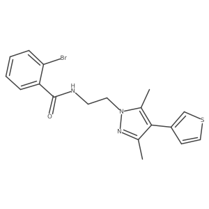 2-bromo-N-(2-(3,5-dimethyl-4-(thiophen-3-yl)-1H-pyrazol-1-yl)ethyl)benzamide Structure
