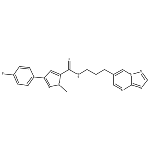N-(3-([1,2,4]triazolo[1,5-a]pyrimidin-6-yl)propyl)-3-(4-fluorophenyl)-1-methyl-1H-pyrazole-5-carboxamide结构式
